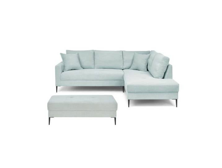 Trendstore Hilary Ecksofa mit Umbauecke in Cord – inkl. Hocker - Cord Zoom sage - rechts Modern