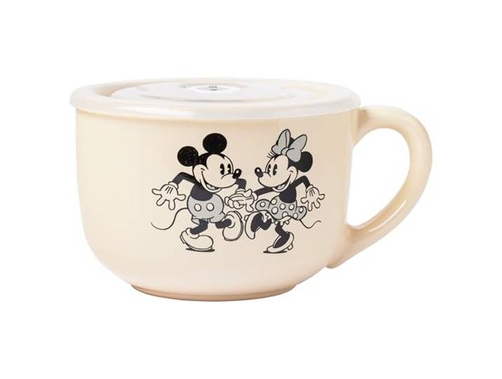 Silver Buffalo Mickey und Minnie So Sweet Keramik-Suppentasse mit belüftetem Kunststoffdeckel, 680 ml