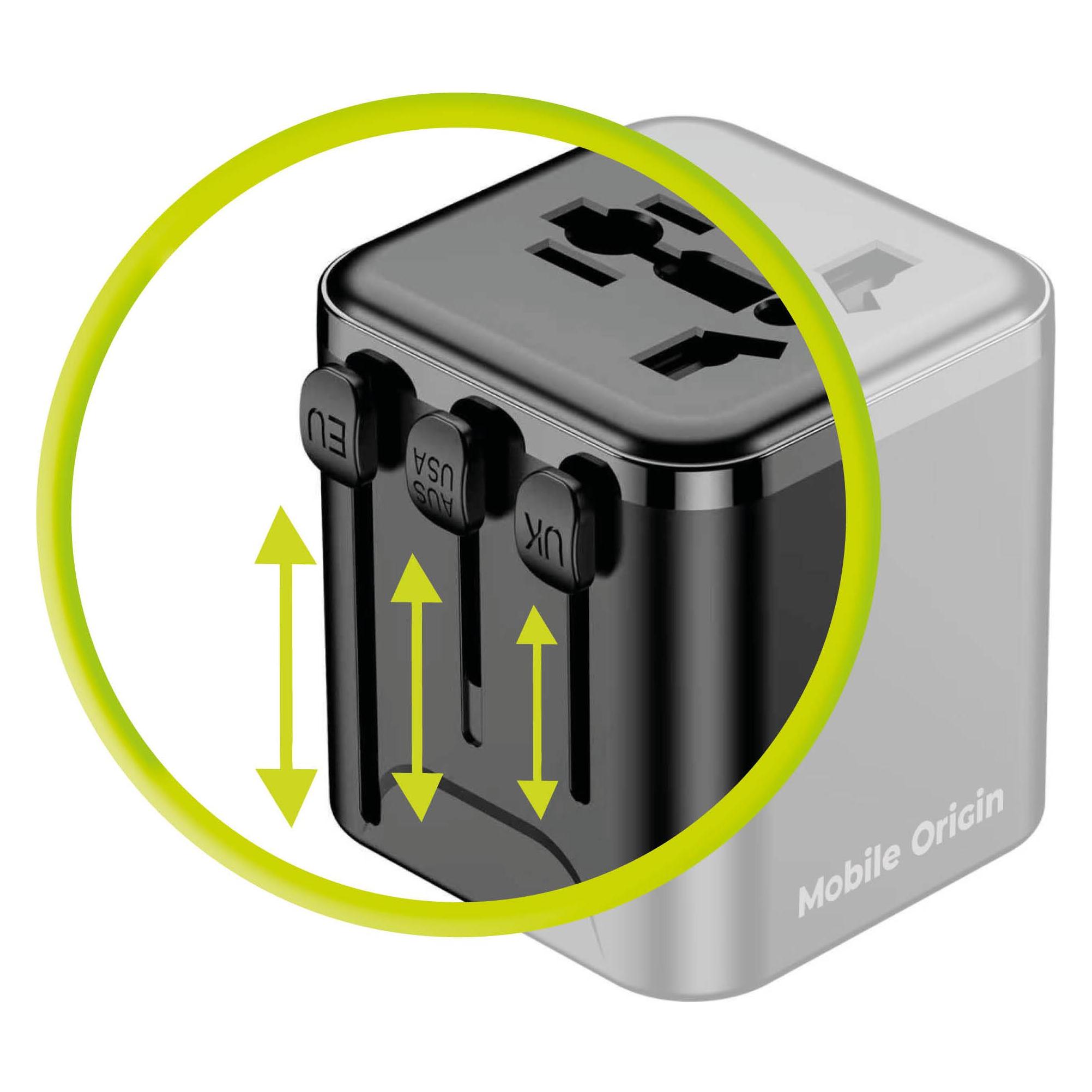Mobile Origin Universal Travel Adapter PW30 EU/UK/US/AUS Black (MO-UTRA-PW30-BLK)