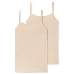 Schiesser 2P 95-5 Organic Cotton Spaghetti Top Beige Ökologische Baumwolle 40 Damen