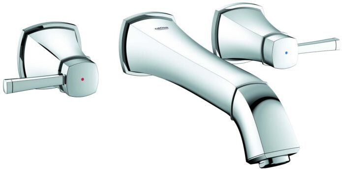 Grohe Grandera Wand Waschtisch Armatur 20415000 chrom, 3 Loch Wand  Armatur, Ausladung 234 mm