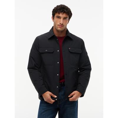 Hemdjacke TOMMY HILFIGER "PACKABLE", Herren, Gr. XL, schwarz, Web, Obermaterial: 100% Polyester. Futter: 100% Polyester. Füllung: 100% Polyester, regular fit normal, Manschette, Jacken, Leichtgewichtig, verstaubar