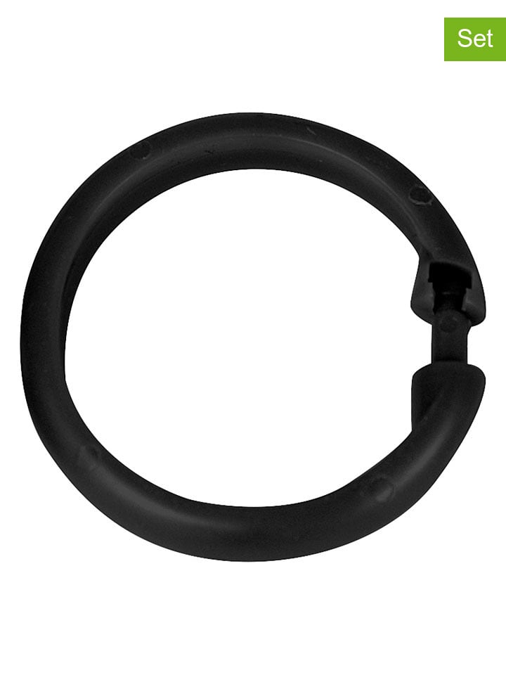 Schöner Wohnen Kollektion 16er-Set: Duschvorhangringe in Schwarz - Ø 6 cm - onesize