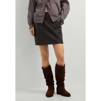 A-Linien-Rock PEPE JEANS "Rock LINA SKIRT", Damen, Gr. M, schwarz (trail braun), 100% Polyurethan, Röcke A-Linien-Rock