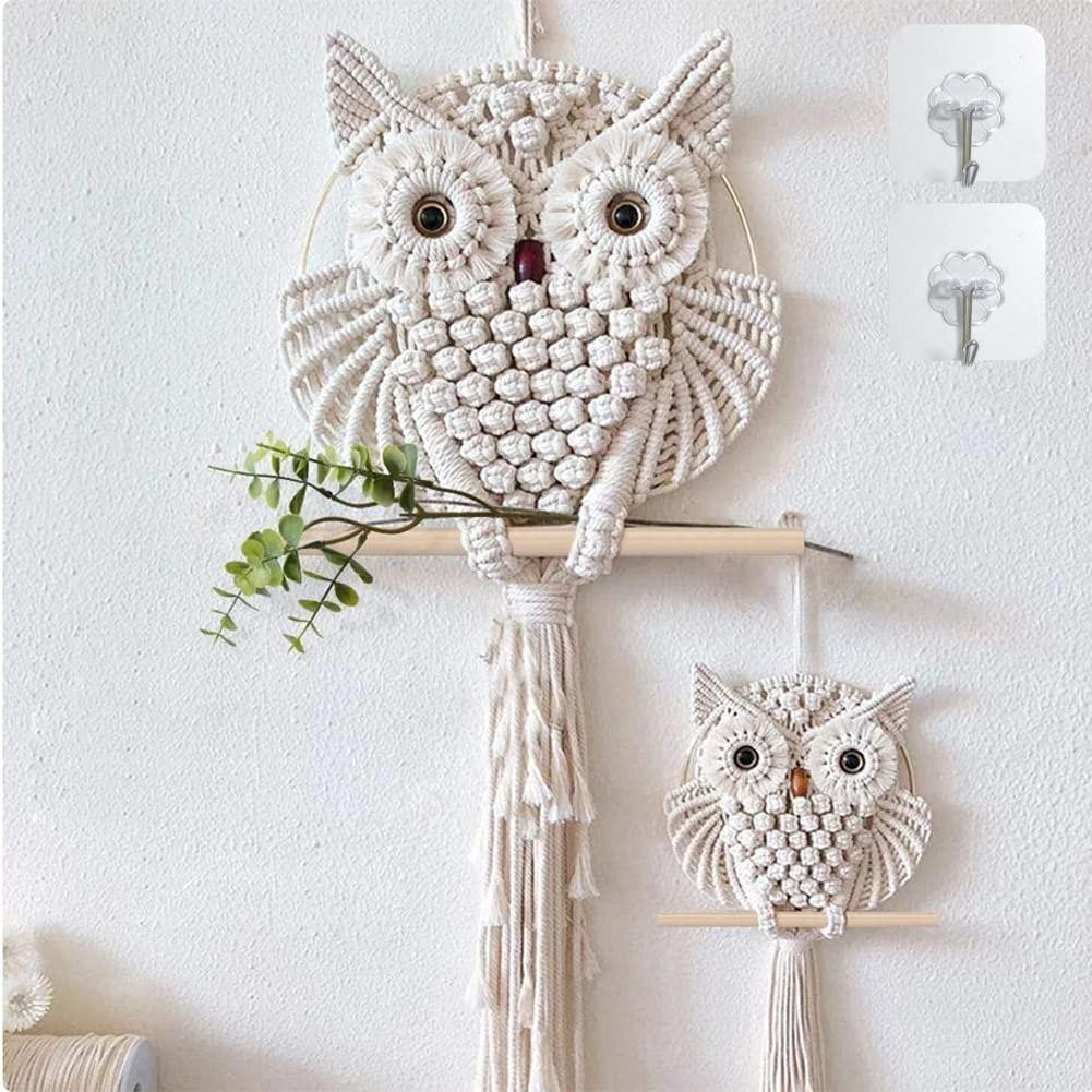 Set van 2 Uil Macramé Wanddecoraties voor aan de muur