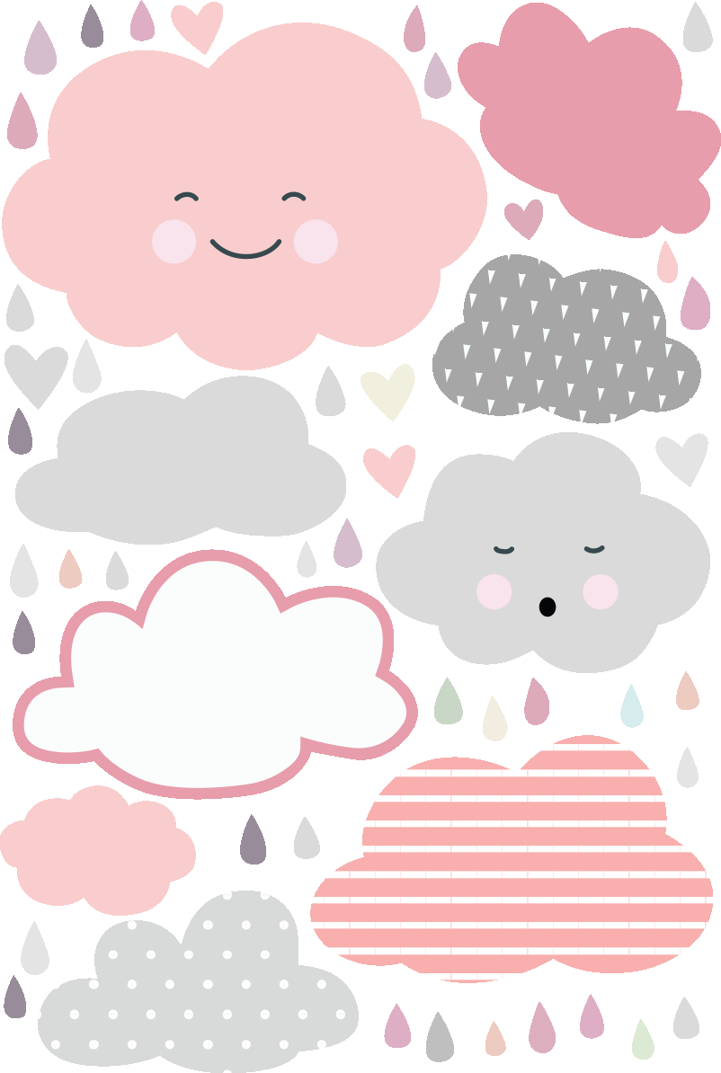 Ambiance-sticker Stickers nuages sous une pluie de coeurs