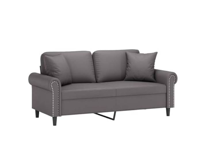 pokgdf 2-Sitzer-Sofa Grau 140 cm Kunstleder Metallgestell, PP-Baumwollkissen, Schmutzabweisend, Pflegeleicht, 110 kg pro Sitz
