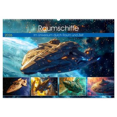 Raumschiffe - Im Universum durch Raum und Zeit (Wandkalender 2026 DIN A2 quer), CALVENDO Monatskalender
