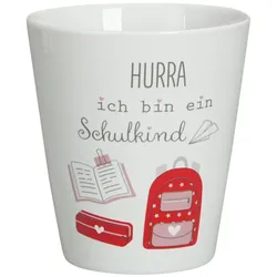 Krasilnikoff Happy Mug, Hurra ich bin ein Schulkind, Girl, 330 ml, rot