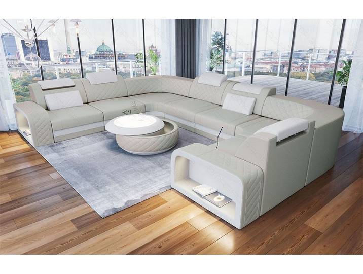 Mini Sofa Foggia U-Form aus Leder