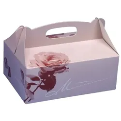 Papstar 200 Stück Gebäckschachteln, Pappe eckig 16 x 10 x 9 cm rosé mit Tragegriff