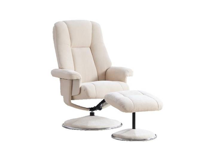Fauteuil de Relaxation Pivotant avec Repose-pieds - Chaise Lounges Salon en Tissu - Fauteuil Inclinable Confortable - Beige