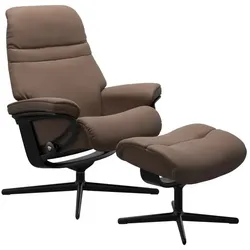 Stressless Sessel mit Hocker Sunrise Cross Leder Braun Batick Mole M (Medium)