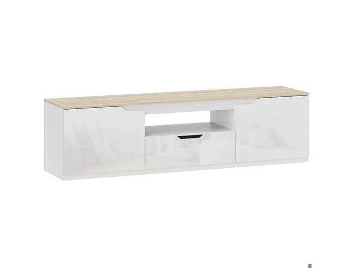 Meuble TV - SENVIRO high gloss 65 pouces 160 x 38 x 43 cm naturel tiroir