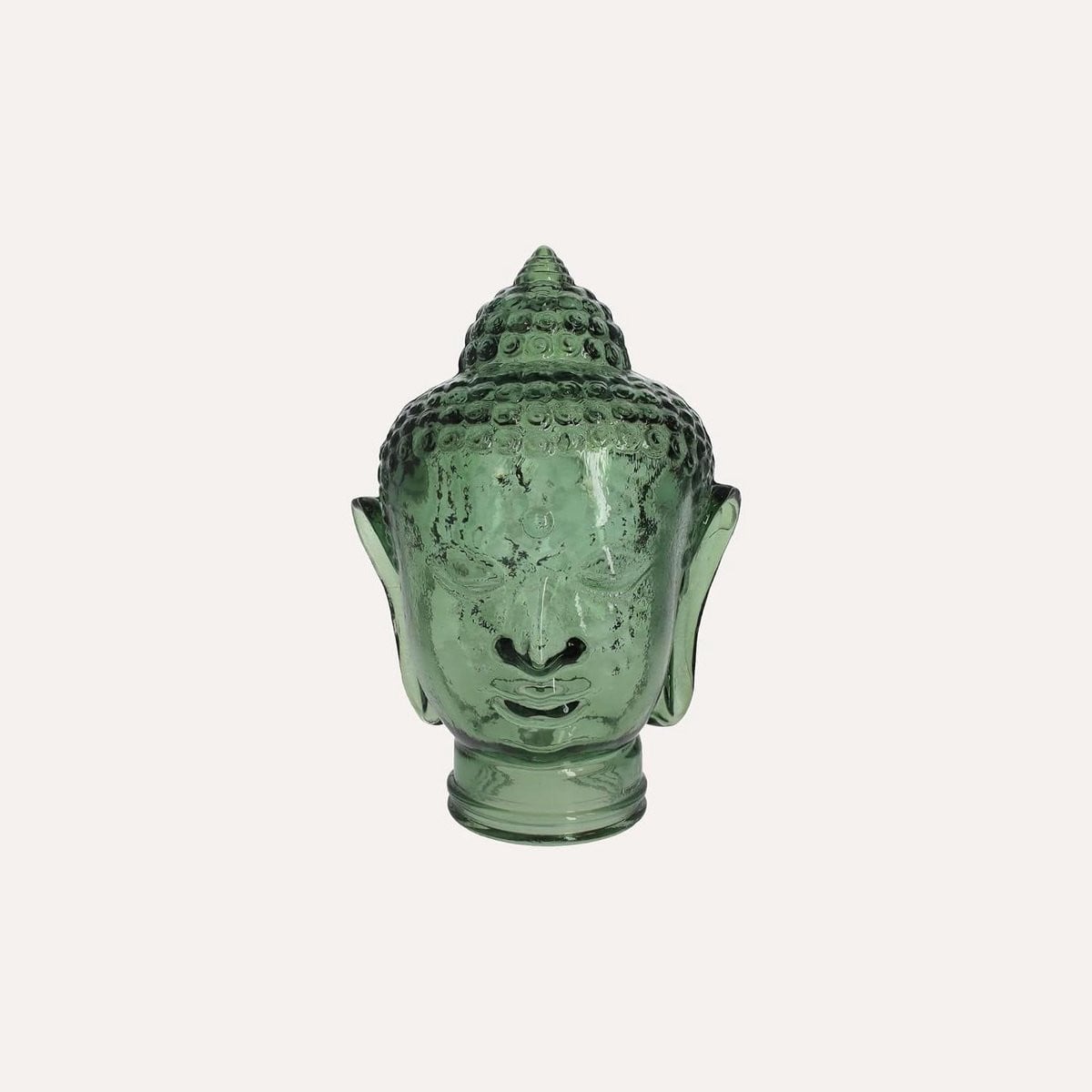 Boeddha Hoofd Decoratie - Groen Glas Beeld - Hoogte: 30 cm - Groen