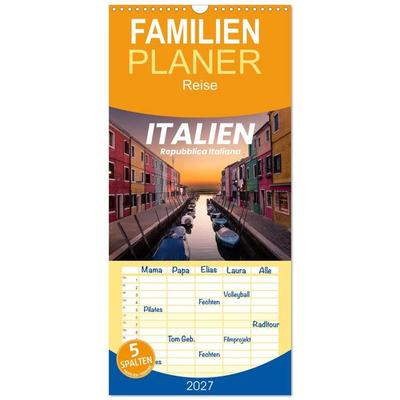 Familienplaner 2027 - Italien - einzigartige Motive mit 5 Spalten (Wandkalender, 21 x 45 cm) CALVENDO