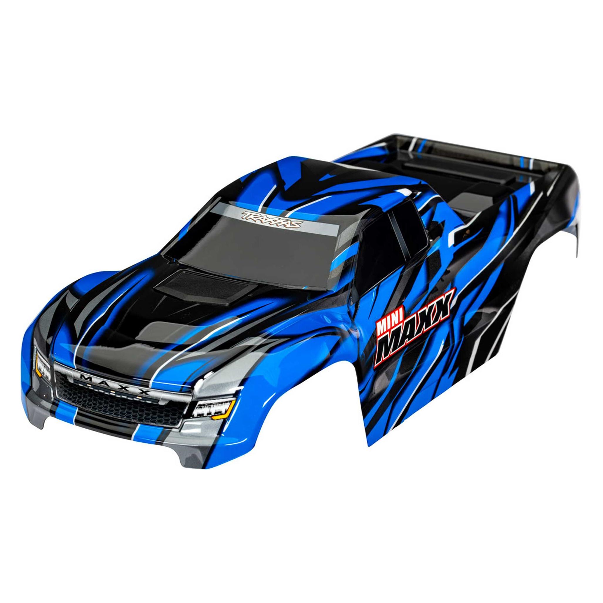Traxxas Karosserie blau mit Aufkleber & Clipless: Mini-Maxx (TRX10711-BLUE)
