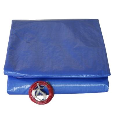 Tecplast Poolabdeckplane rund 420 cm für 360 cm großen Pool Blau und grün Abflussnetz