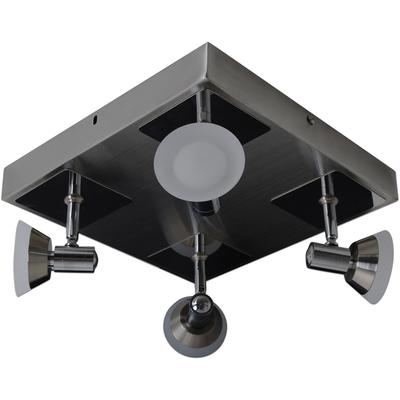 NÄVE LED Deckenleuchte "Jericho", grau (chromfarben), 4, H: 13,3cm, 1 Stk., Leuchten, incl. Leuchtmittel 4x LED 20W, Metall/Glas, chrom, LED Deckenstrahler
