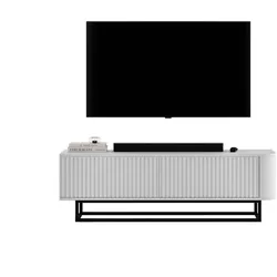 TV-LOWBOARD Aurora Weiß matt 140 cm mit schwarzem Metallrahmen