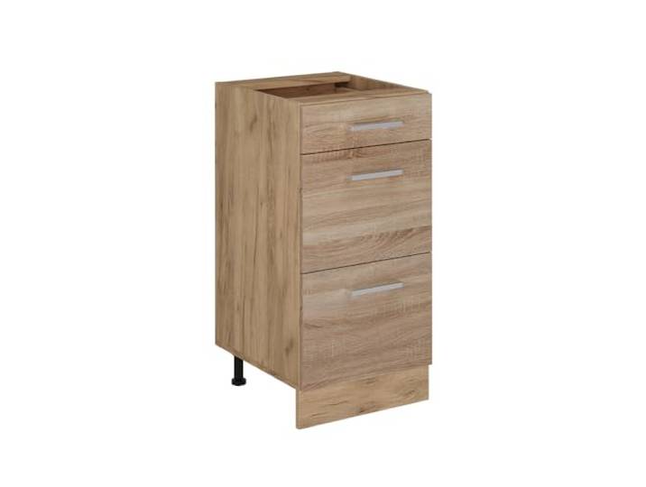 Vicco Küchenunterschrank R-Line, Sonoma, 40 cm 3 Schubladen · Ohne Arbeitsplatte · Höhenverst. Füße · Leichter Zugriff · Frei kombinierbar
