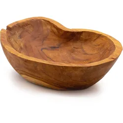 Natural Rough Shape Teakwood Fruit Bowl - 31x22x8cm