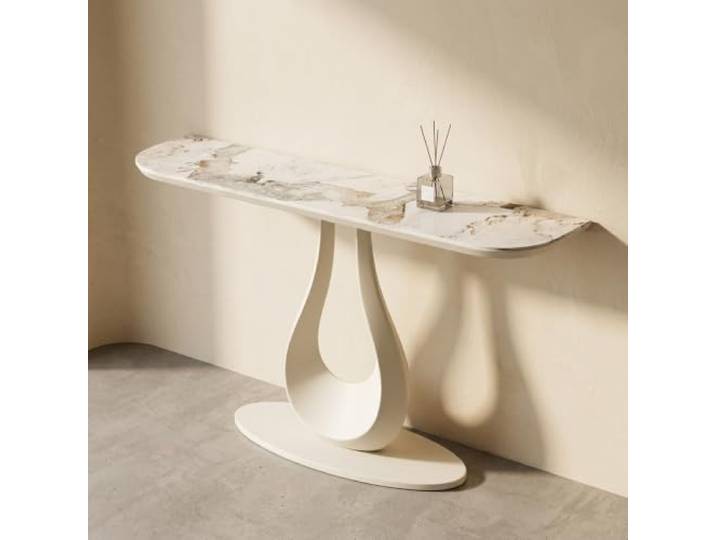 Konsolentisch Aus Metall Mit Schmaler Ablage Für Flur Und Wohnzimmer Robuster Eisenrahmen, Modernes Design, Platzsparend, Stabil, Einfache Montage(White,120cmW*30cmD*80cmH)
