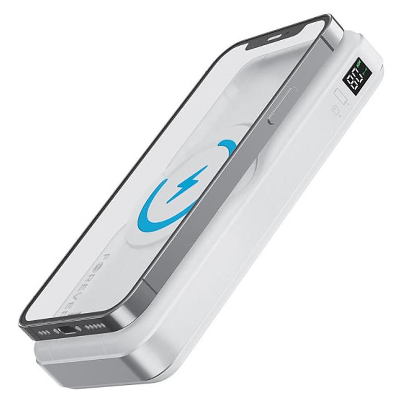Forever kabellose Powerbank MATB-300 10000 mAh 3in1 weiss (10000 mAh, 15 W, 37 Wh) (MATB-300)
