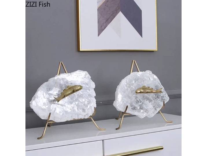 Ornements en cristal de poisson en laiton, artefact en cristal naturel, accessoires de décoration pour la maison, statue de sculpture, figurAuckland MiniIndicatafts