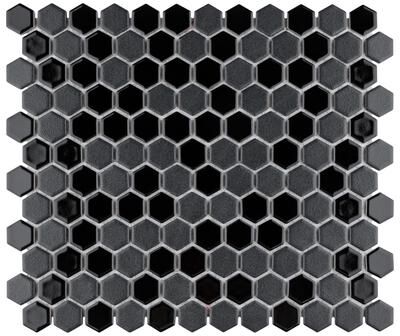 "Merola Tile Citi Hex Black 10-1/4"" x 11-7/8"" Porcelain Mosaic Floor and Wall Tile"