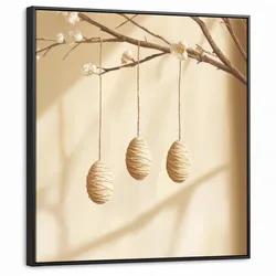 LEINWAND Bilder mit Rahmen - Beige - Osterkuchen - Eier - 90x90