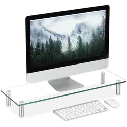 Relaxdays Monitorständer, Monitor Erhöhung, Transparent