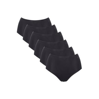 Slip SLOGGI "Slip GO Daily Cotton Highwaist 6P 6er Pack", Damen, Gr. XXL, schwarz, Obermaterial: 95% Baumwolle CO. 5% Elasthan EL., Unterhosen Slip