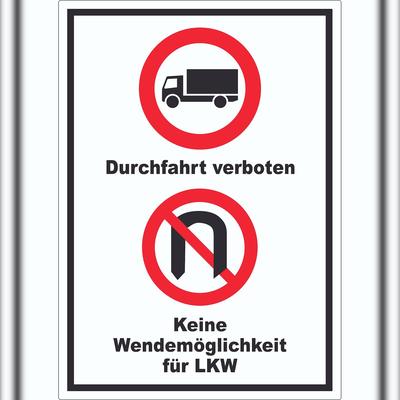 HB-Druck Durchfahrt verboten LKW Keine Wendemöglichkeit für LKW Aufkleber A0 (841x1189mm)
