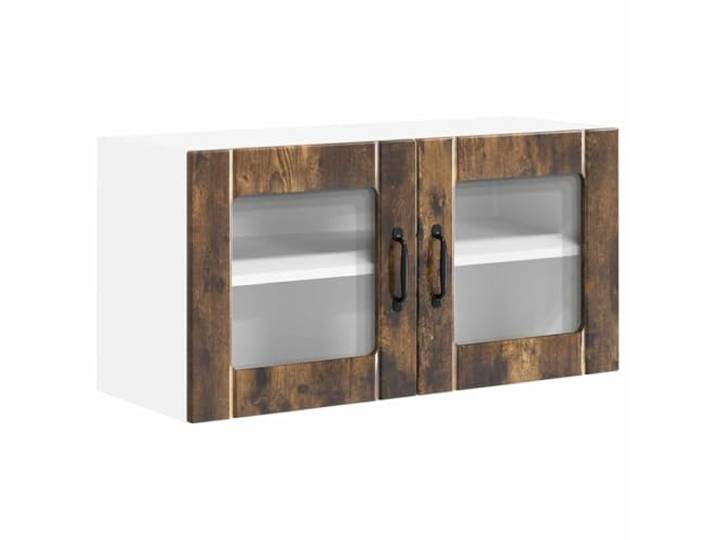 IBUQDDV Wandglas-Schrank Lucca Geräucherte Eiche 80 x 31 x 40 cm Holzwerkstoff Paneel, rechteckig, Innenbereich, moderne Ästhetik, robuste Rahmenkonstruktion, Küchenlayout