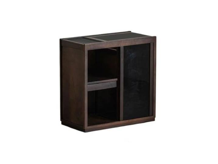Wohnzimmer-Beistelltisch Mobiler Tee-Beistellschrank mit Glasschiebetür