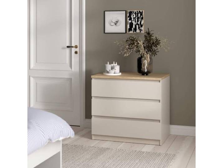 Dmora - Kommode Orani, Multifunktioneller Schrank mit 3 Schubladen, Elegante Kommode für das Schlafzimmer, 77x50 h70 cm, Beige
