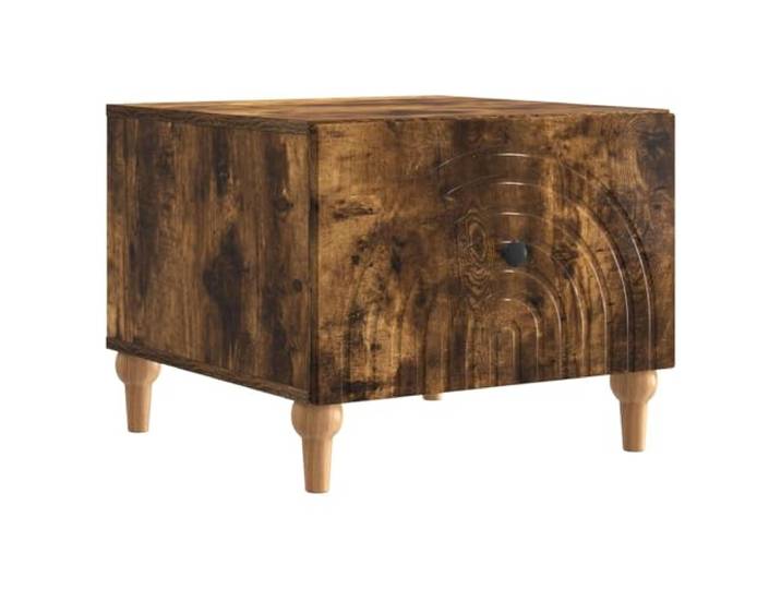 Couchtisch Eiche geräuchert 49 x 50 x 40 cm Engineering Holz Rechteckige Tischplatte, konische Beine, Schubladen mit Griffen, separate Fächer, leicht zu reinigen