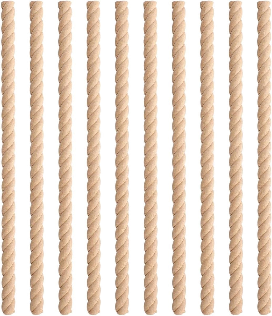 Set van 10 onafgewerkte houten sierlijsten met ingewikkeld snijwerk, 40 cm