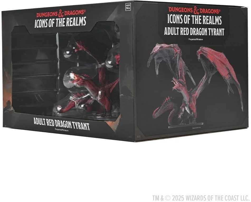 D;D Icons of the Realms: Adult Red Dragon Tyrant, Pre-Painted Dungeons & Dragons Miniature, 8-Inch Wingspan, Red, Wiz Kids LLC