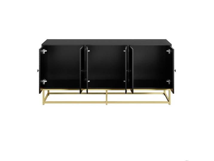 Buffet bas - meuble de rangement noir mat 160 cm - 6 portes - style moderne