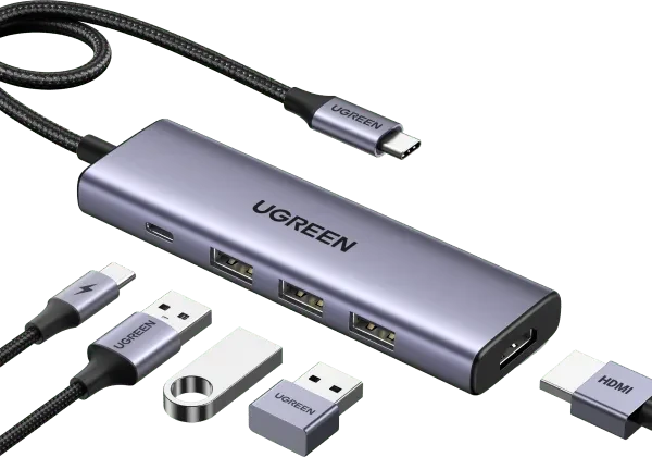UGREEN USB-C To HDMI+3*USB 3.0 A+PD Power Converter 5 in 1