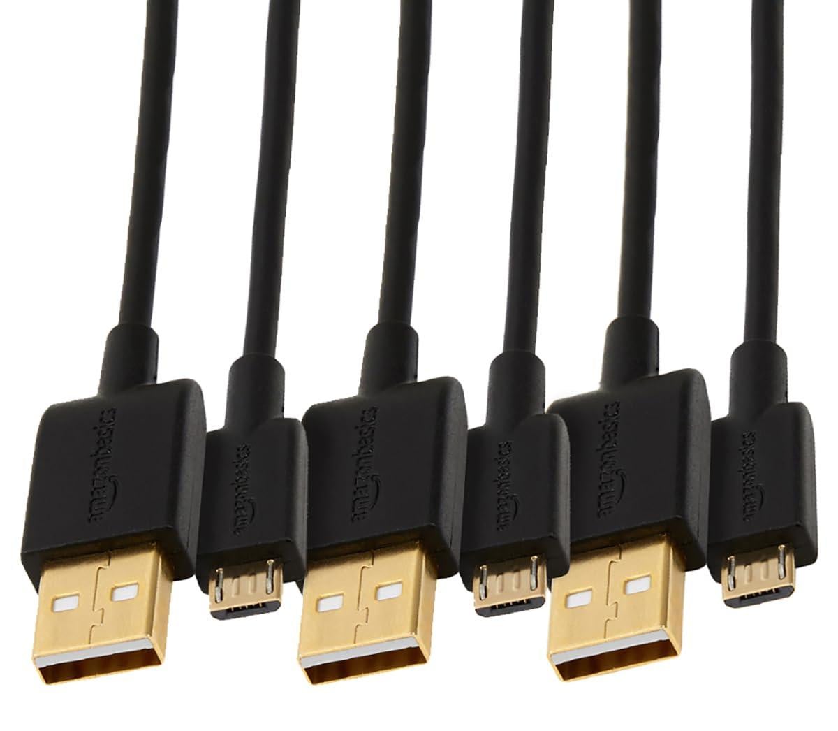 AmazonBasics USB A naar Micro-USB B kabel, 0,9 meter, zwart