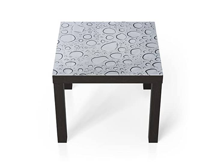 DEQORI Glastisch schwarz klein 55x55 cm Motiv Wassertropfenmuster ausgefallener Beistelltisch aus Glas Hochglanz Couchtisch fürs Wohnzimmer moderner Couch Tisch mit Design