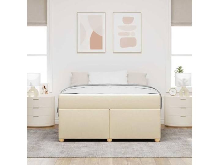 KTHLBRH Doppelbett Creme 160 x 200 mit Matratze Struktur aus Holz, Taschenfedern, schwarze Beine, einfache Montage