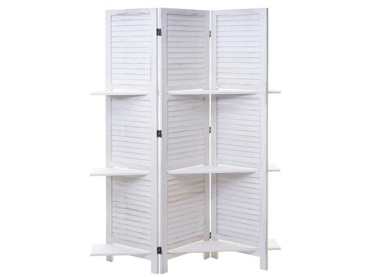 Jamb Paravent MIT Regalböden Reinweiß, Reinweiß, Weiß, Weiß, Holz, Paulownia, 125x170x2 cm, Büromöbel, Bürozubehör