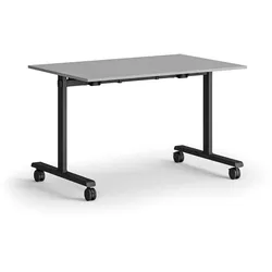 Mobiler Schreibtisch MATCH, 120x80 cm, schwarzes Metallgestell, grau