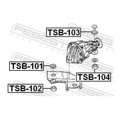 FEBEST Lagerung, Differential tsb101 1. Vorderachse für TOYOTA DAIHATSU