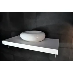 Neuesbad Waschtischplatte Konsole 60x50cm, Weiss Echtholzfurnier NB1KPL60-WE