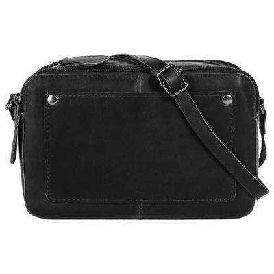Umhängetasche CLUTY "CLUTY Damen echt Leder", Damen, Gr. B/H/T: 19cm x 13cm x 7cm onesize, schwarz, Leder, Taschen Umhängetasche, echt Leder